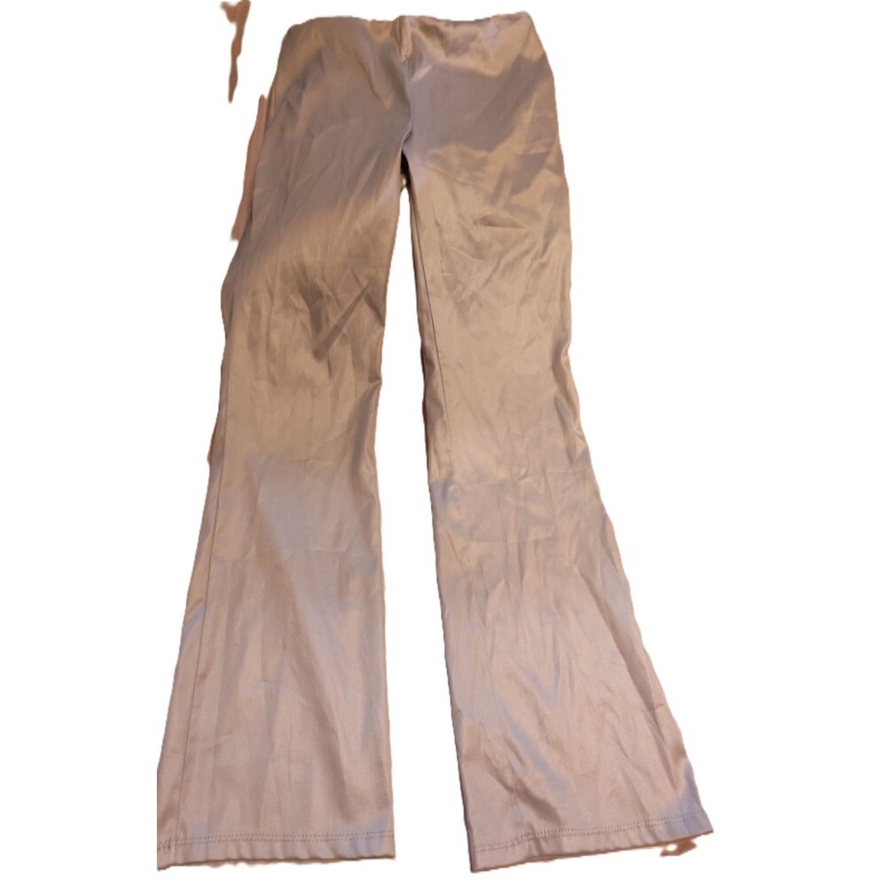 Von Mozart Shiny Silver Bootleg Dress Slacks with a Back Center Zipper Size Sm